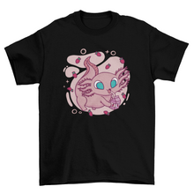 Load image into Gallery viewer, Cute axolotl drinking milk t-shirt axolotl shirt Turquoise Theseus
