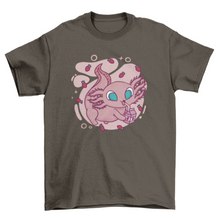 Load image into Gallery viewer, Cute axolotl drinking milk t-shirt axolotl shirt Turquoise Theseus
