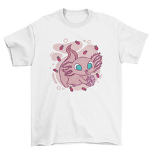 Load image into Gallery viewer, Cute axolotl drinking milk t-shirt axolotl shirt Turquoise Theseus
